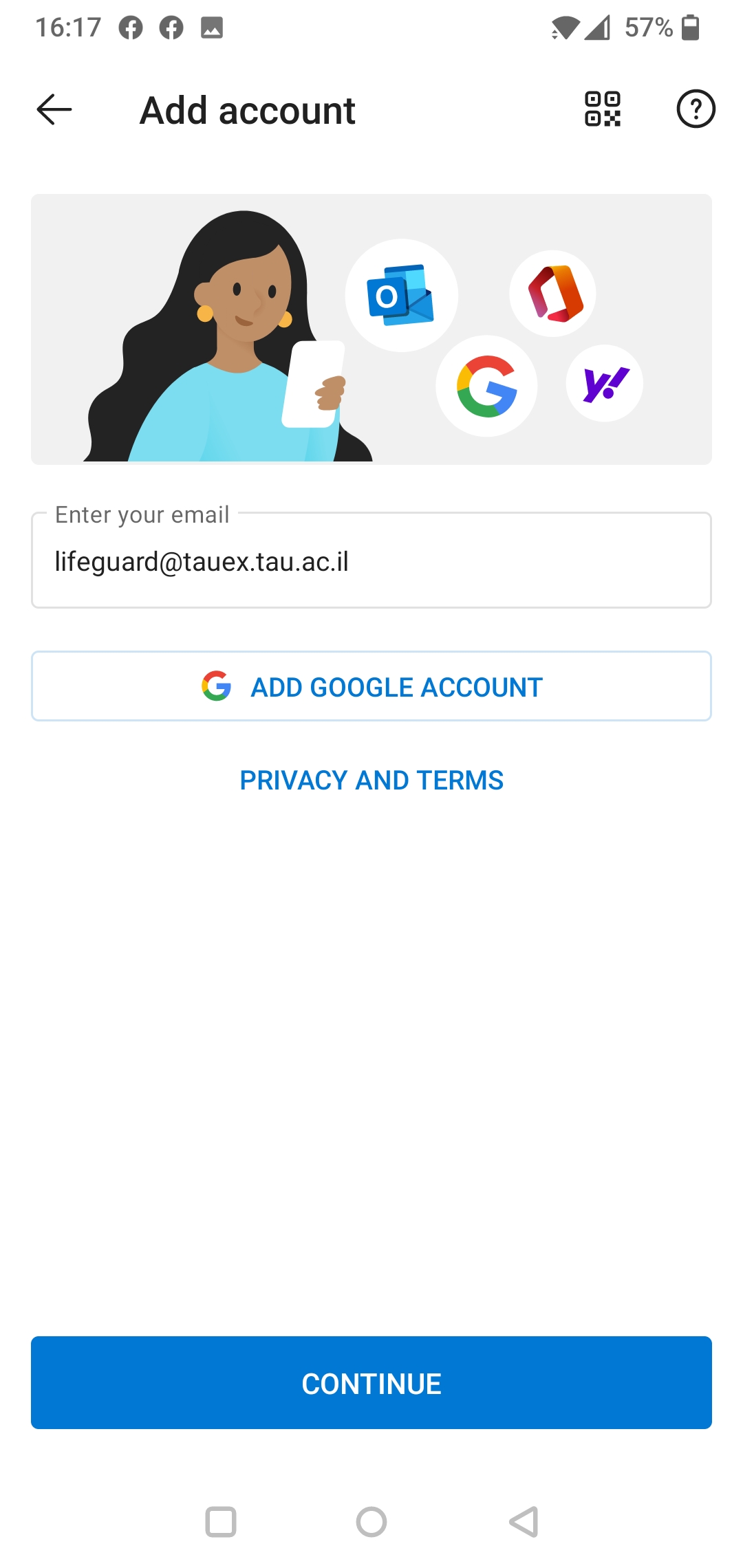 Tap your tauex account and click Continue
